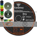 Dry Ceramica Diamond Polishing pads Black Buff Grit Only 100mm diameter