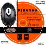 230mm D 9" black rhino piiranha diamond blade 22 23 centre & 6x flange holes