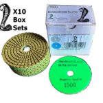 Wet Cobra Diamond Polishing Pad 1500 grit Box of 10x 100mm diameter Light Green