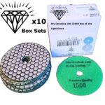 Dry Ceramica Diamond Polishing pads 1500 Grit Box of 10x 100mm diameter Light Green